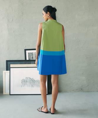 Green blue cotton mini dress 5