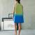 Green blue cotton mini dress