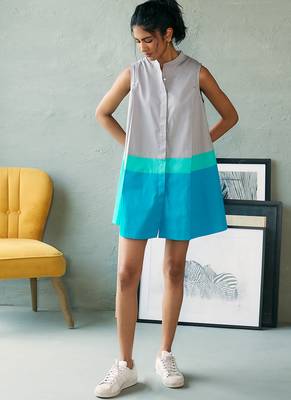Grey blue cotton mini dress 2