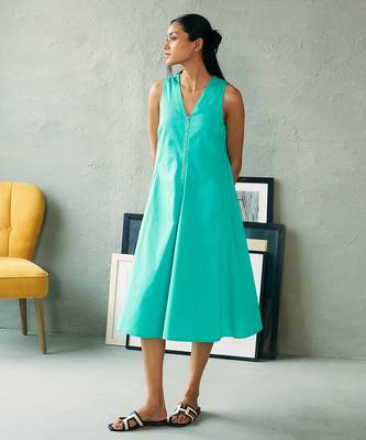 Aqua blue cotton midi dress 1
