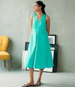Aqua blue cotton midi dress