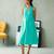 Aqua blue cotton midi dress