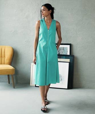 Aqua blue cotton midi dress 2