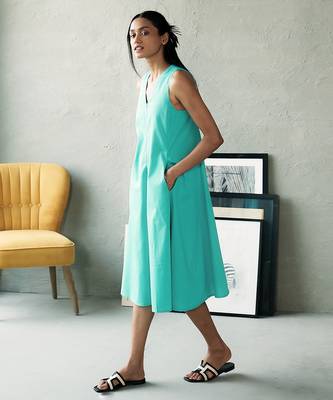 Aqua blue cotton midi dress 3