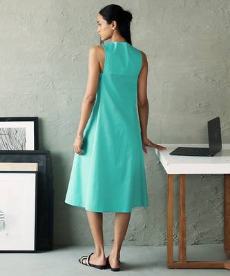 Aqua blue cotton midi dress 4