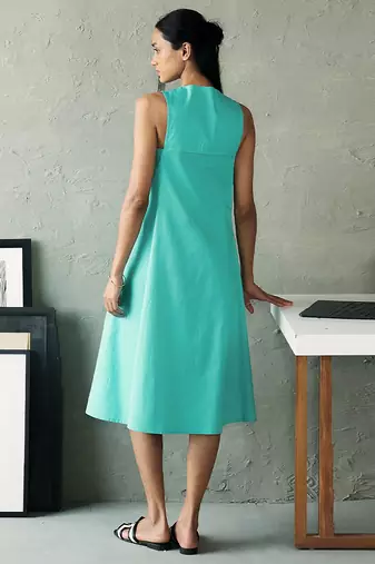 Aqua blue cotton midi dress