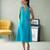 Turquoise blue cotton midi dress