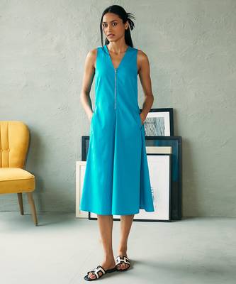 Turquoise blue cotton midi dress 2