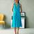 Turquoise blue cotton midi dress