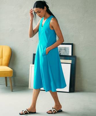 Turquoise blue cotton midi dress 3