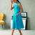 Turquoise blue cotton midi dress