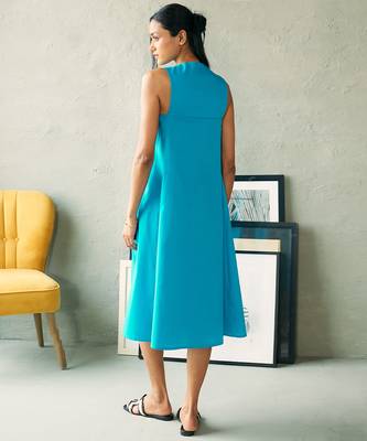 Turquoise blue cotton midi dress 5