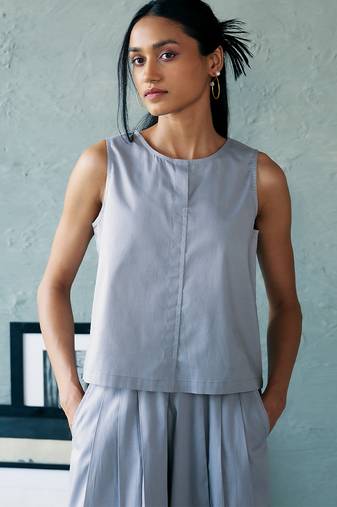Muted grey cotton tank top