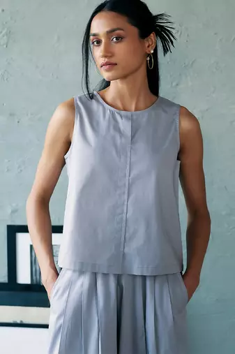 Muted grey cotton tank top