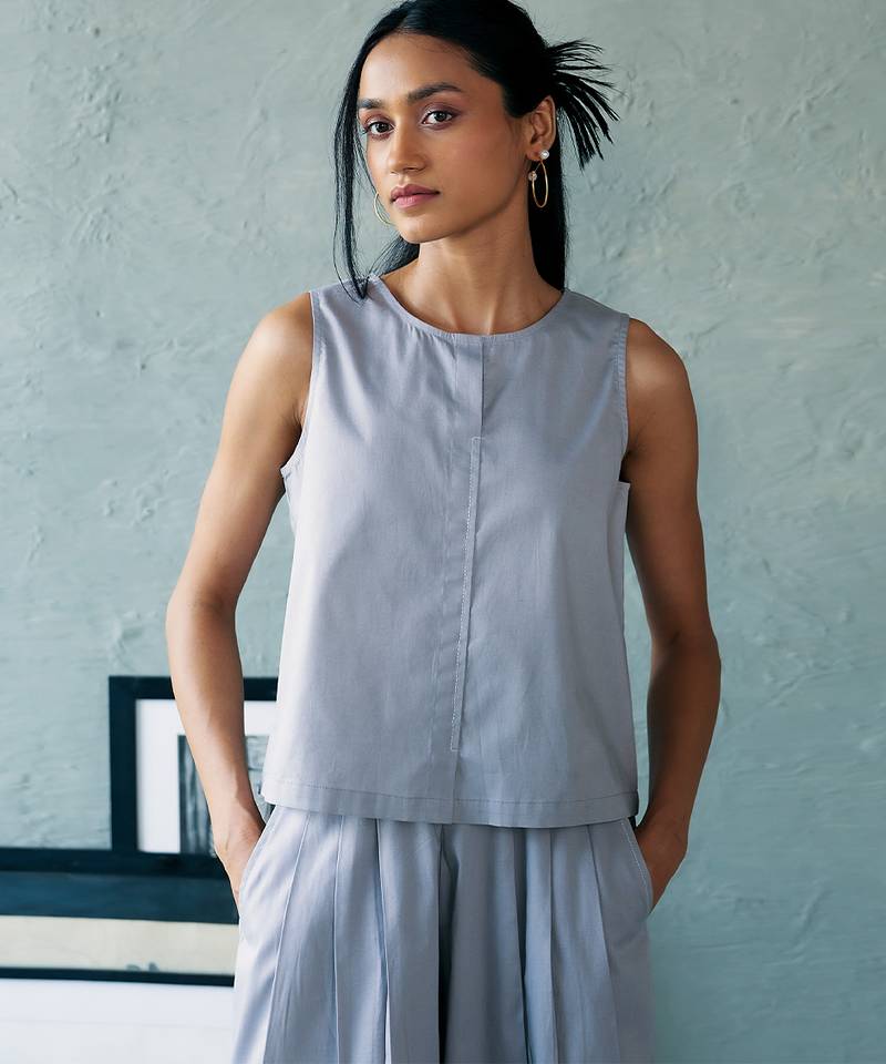 Muted grey cotton tank top