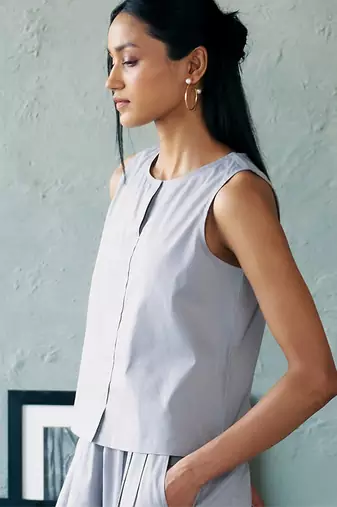 Muted grey cotton tank top