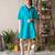 Turquoise blue cotton popover shirt dress
