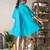 Turquoise blue cotton popover shirt dress