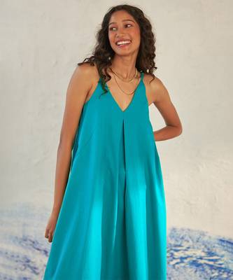 Turquoise blue cotton maxi dress 2