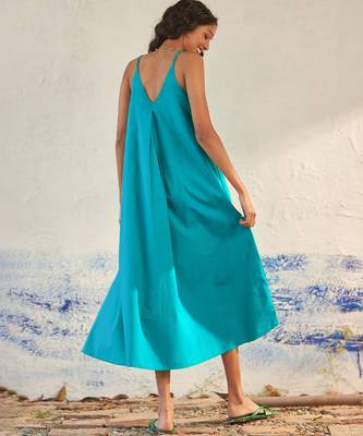 Turquoise blue cotton maxi dress 3