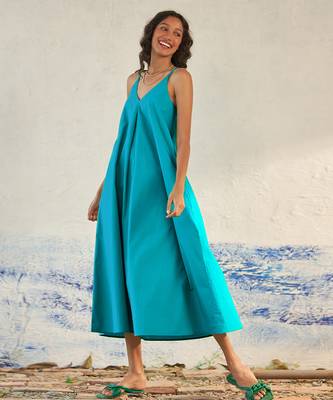 Turquoise blue cotton maxi dress 4
