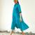 Turquoise blue cotton flared midi dress