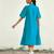 Turquoise blue cotton flared midi dress