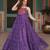 Purple bandhani print faux georgette gown with kutchi patchwork