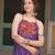 Purple bandhani print faux georgette gown with kutchi patchwork