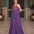 Purple bandhani print faux georgette gown with kutchi patchwork
