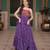 Purple bandhani print faux georgette gown with kutchi patchwork