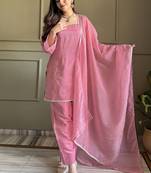 Light-pink embroiderd crunchy salwar suit