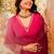 Pink embroiderd viscose anarkali suit