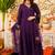 Purple embroiderd viscose anarkali suit