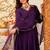 Purple embroiderd viscose anarkali suit