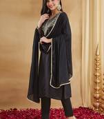 Black embroiderd rayon salwar suit