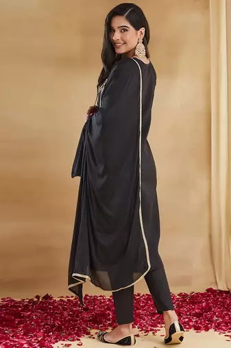Black embroiderd rayon salwar suit