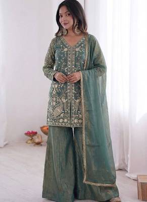 Turquoise embroidered fendy salwar suit 1