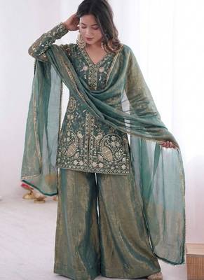 Turquoise embroidered fendy salwar suit 2