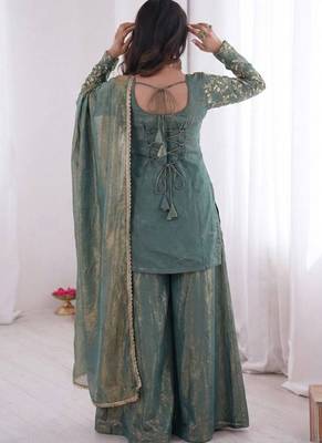 Turquoise embroidered fendy salwar suit 3