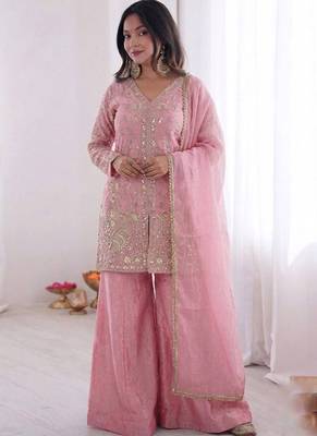 Baby-pink embroidered fendy salwar suit 1