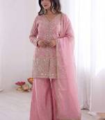 Baby-pink embroidered fendy salwar suit