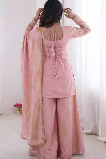 Baby-pink embroidered fendy salwar suit
