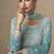 Sky-blue embroidered georgete sharara style suit