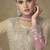 Beige and pink embroidered georgete sharara style suit
