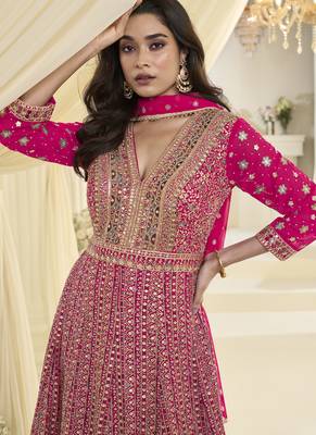 Pink embroidered georgete anarkali suit 3