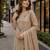 Beige chinon suit with embroidery & diamond work