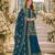 Teal faux georgette suit with embroidery & moti work