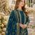 Teal faux georgette suit with embroidery & moti work