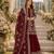 Maroon faux georgette suit with embroidery & moti work